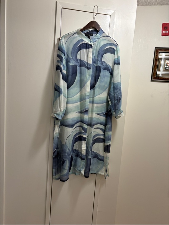 Lafayette 148 New York Dresses & Skirts - Light Blue Wave-Print Shirt Dress - Women